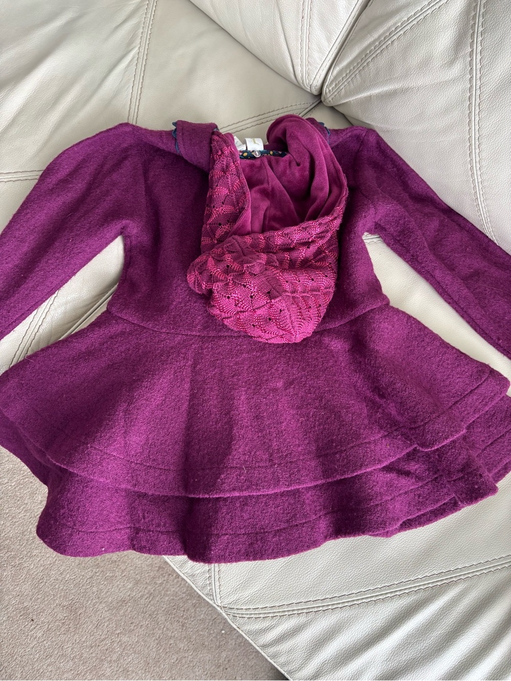 Matilda Jane Layered detachable hood Knit jacket/top in Deep Raspberry